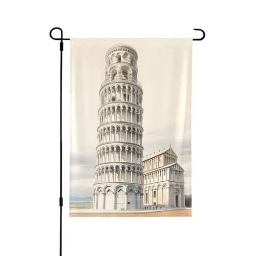 Bandiera da giardino 71 x 101 cm bifacciale bandiera da cortile Torre di Pisa città italiana paese all'aperto bandiera da giardino decorazioni per la casa