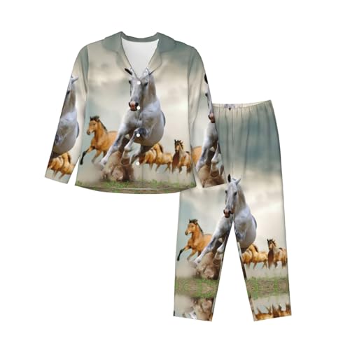 Ensemble de pyjama chevaux sauvages contre le froid nocturne