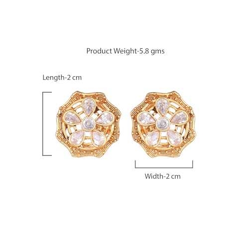 Image of Estele Elegant Flower CZ Stud Earrings with Matte Finish for Women