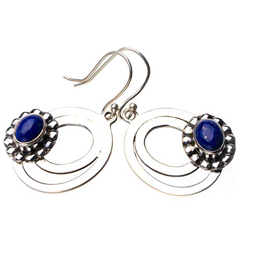 Boucles d'oreilles lapis lazuli argent 925 StarGems pendantes D6787
