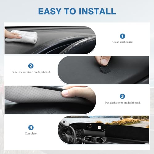 FIILINES Dash Cover for Mazda CX-5 CX5 2017-2025 (Without HUD), Dashboard Mat Cover Sunshade Nonslip Mesh Protector No Glare Accessories Dash Mat Black by FIILINES - Image 7