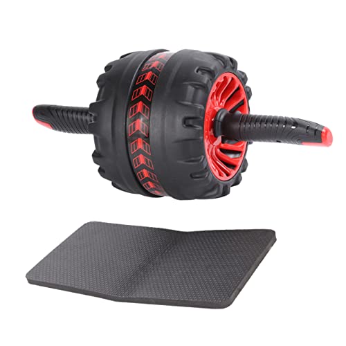 Yardwe Anti-skid Abdominal Exercise Roller for Thicken Wheel for Fat Burning Suitable for All Fitness Levels Red with Black Pad