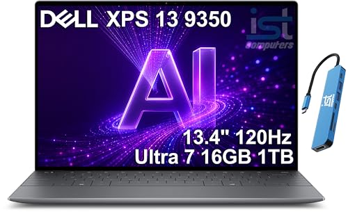 Image of Dell XPS 13 9350 AI PC Business Laptop, (13.4 inch FHD+ 120Hz, Intel Core Ultra 7 256V, 16GB DDR5, 1TB SSD) Copilot+ PC, 2x Thunderbolt 4, 1080p Webcam, Backlit, FingerPrint, Wi-Fi 7, Win 11 Pro, Graphite