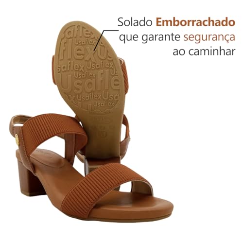 Sandália Usaflex Feminina Salto Bloco Canela Y8204015 37