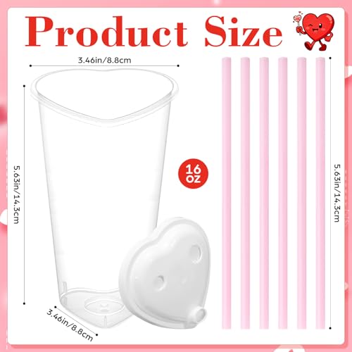 Set de 30 vasos de plástico con tapa y popote en forma de corazón miniatura 2