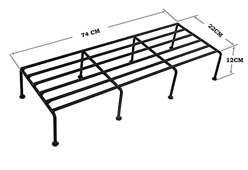 ORCHID ENGINEERS Metal Pot Stand, Flower Plant Stand for Balcony, Black, 70 cm Wide - Set of 4