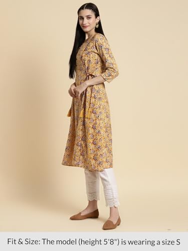 Image of rangita Women's Cotton Relaxed Fit Flared Calf Length Printed Kurti | Kurta