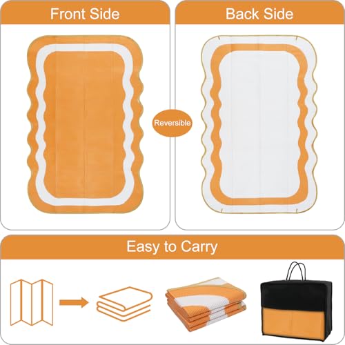Uphome Outdoor Rug Waterproof 6x9, Reversible Orange Scalloped Patio Plastic Straw Rugs, Foldable Modern RV Camping Outside Carpet Mat for Pool Back Yard Deck Picnic, 6 x 9 ft - Image 5