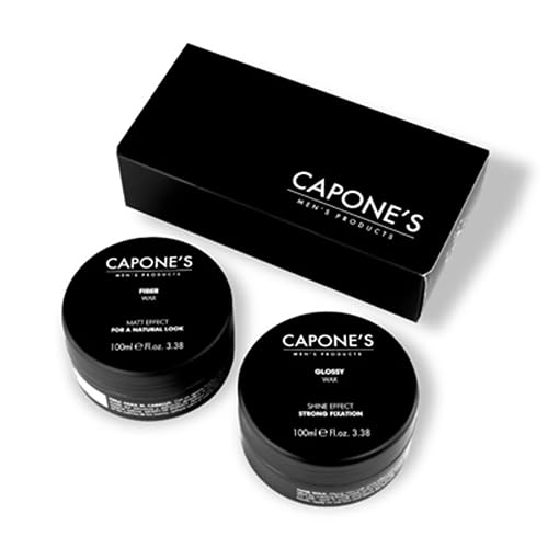 Capone'S Set - Glossy Wax Shine Effect 100 ml + Fiber Wax Matt Effect 100 ml - Black Pack miniatura 4