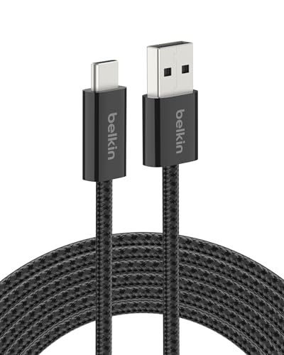 Image of Belkin USB A to USB C Cable, 9.9ft, 15W - Type C Charger, iPhone Charger Cord, Soft, Braided, Flexible for iPhone 17 & 16, Galaxy S26, Pixel 10, iPad Pro, Airpods Pro, Switch & More - Black