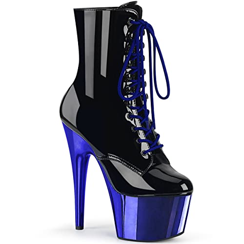 Pleaser Damen ADORE-1020 Plateau High Heels Stiefelette Lack Schwarz/Blau...