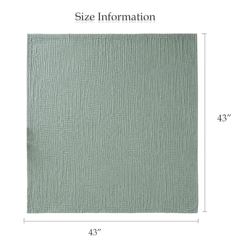 Image of Aablexema Muslin Baby Blanket Set of 2, Grey & Green | 6-Layer, 43 x 43 Inches, Newborn Toddler, Bath Towel Swaddle Wrap, For Boys Girls
