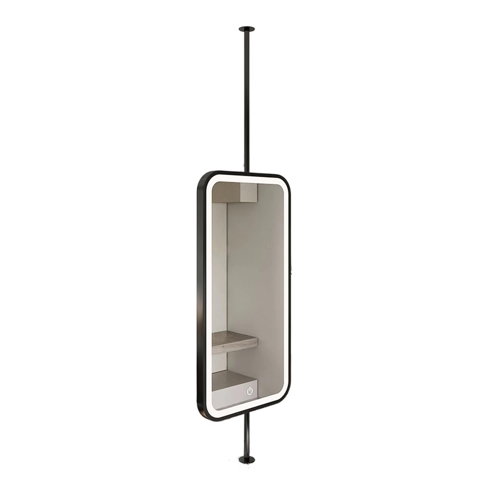 MESOVFCA Hanging Bathroom Vanity Mirror with 3-Color Dimmable LED Light, Wall-Mounted Vanity Mirror for Shaving in Bathroom Vanity(Black,50x90cm)