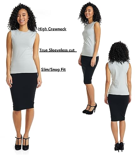 Image of ESTEEZ Women's Sleeveless Fitted Tank Top - Stretch Cotton Blend, Layering Essential