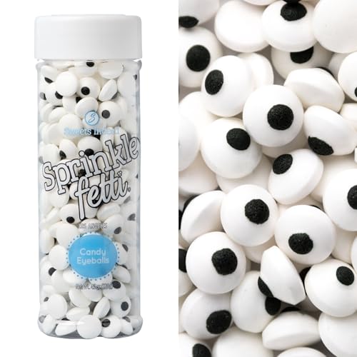 Sweets Indeed Bulk Candy Eyeballs, 300 Edible Eyes, Halloween Sprinkles, Perfect for Cake Decorations, Baking, Ice Cream, Cookies, Cupcake Topper 4.3 ounces