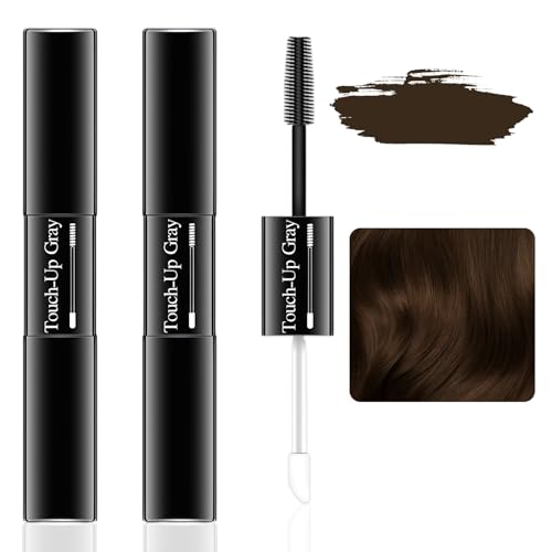 2 Stück Haarmascara Grauhaarabdeckung Frauen Haar Mascara Haaransatz Kaschieren Graue Haare Abdecken Hair Mascara Hair Concealer Haaransatz Stift Schnelltrocknend Unisex Dunkelbraun 7 Milliliter