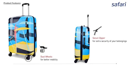 Image of Safari Polycarbonate Multicolor Quantum 8 Wheels,Anti-Theft Zipper,Printed(Cabin & Check-in)Trolley Spinner Luggage Set of 3,55Cm,65Cm & 77Cm,Small,Medium,Large,Multicolor