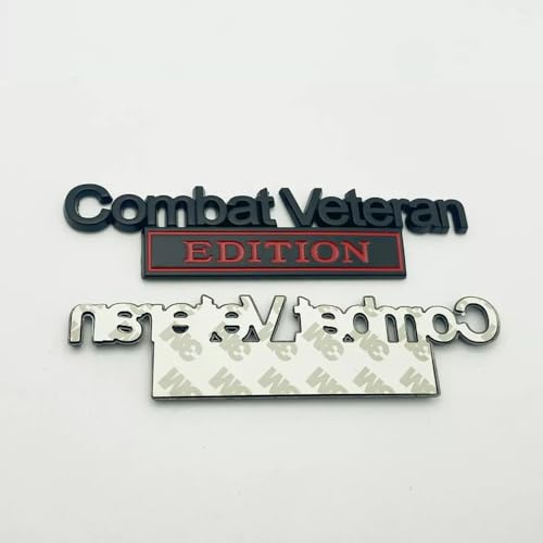 Image of Pair Set Combat Veteran Edition Emblem 3D Badge Raised Decals Exterior Truck Stickers Replacement for Universal Vehicle, SUV, Motorcycle, (Black Red)