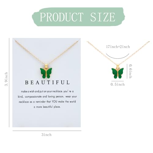 NEWITIN 10 Pieces Colorful Butterfly Pendant Necklace Set for Women Costume Jewelry Gold Plated Adjustable Necklaces Bohemian Dainty Acrylic Butterfly Chain Necklace Set for Women2