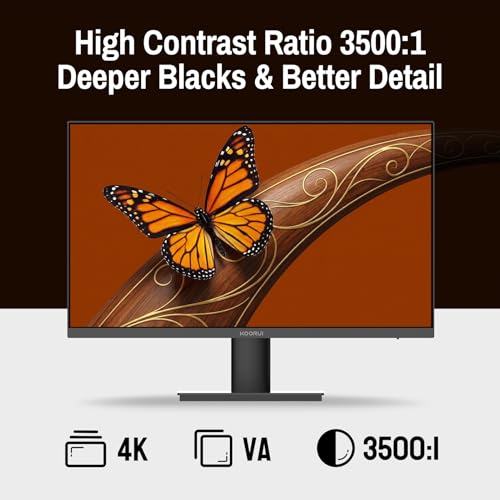 Image of KOORUI 32-inch 4K UHD 3840 x 2160 Monitor 99% sRGB Build-in Speakers，Black | 3840x2160p,99%sRGB,Built-in Speakers x2, GTG 3ms, HDR10, Adaptive Sync,Borderless Design,Wall Mounting HDMI 2.0 x2