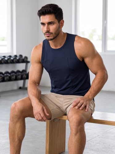 Image of CHKOKKO Men's Workout Gym T-Shirt Lightweight Sleeveless T-Shirt