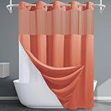 EUTXL Coral Hotel Shower Curtain with Detachable Liner - 230GSM Waffle Textured,Hotel Grade,Spa Like Bath Curtain,71W x 74H