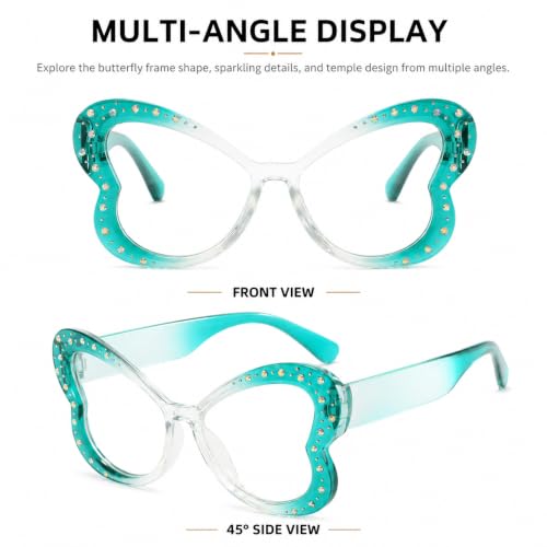 Image of Butterfly Shape Glasses for Women Retro Clear Flat Lens