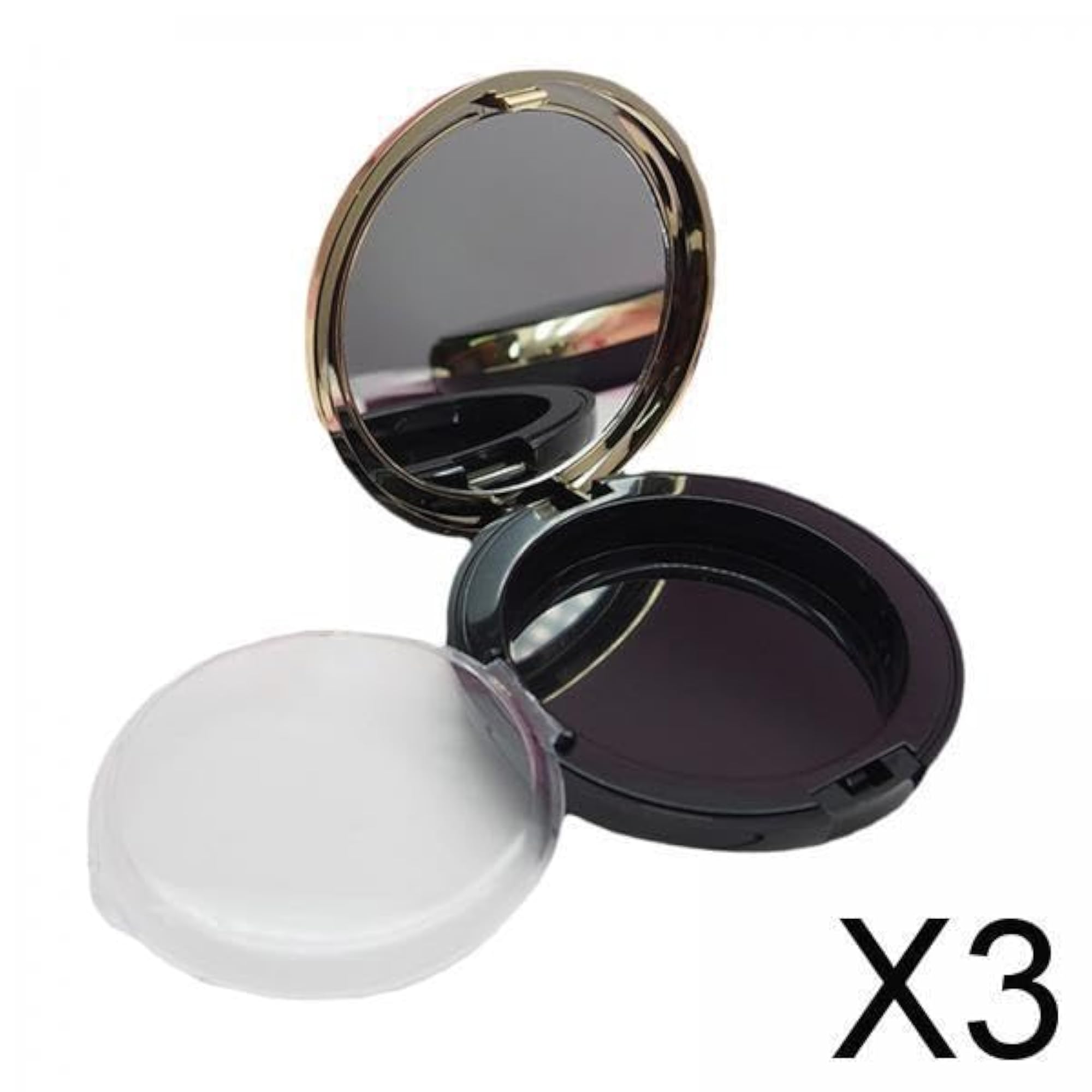 3x Cosmetic Empty Highlighter Case Holder Travel Container with Mirror