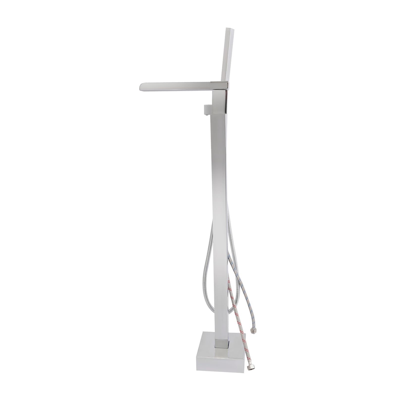 Rubinetto autoportante per vasca da bagno con doccetta girevole a 360°, montaggio a pavimento, vasca indipendente, classico, set di rubinetti per vasca da bagno (argento)