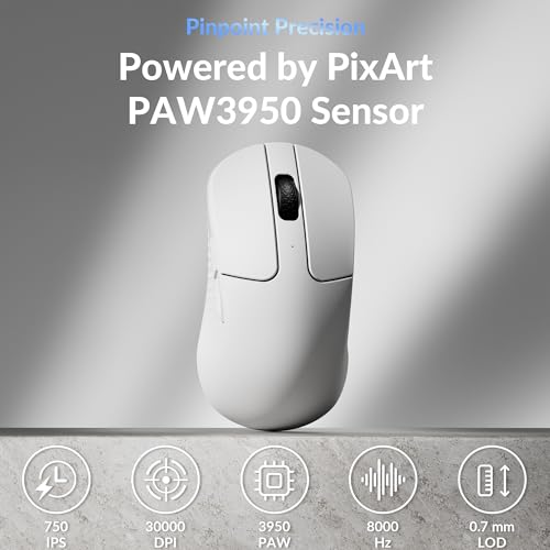 Image of Keychron M3 Mini 8K Wireless Gaming Mouse, 55g Lightweight, PixArt 3950 Sensor, 30K DPI, Bluetooth 5.3 /2.4GHz /Wired, Programmable, 140H Battery, for Mac /Windows /Linux - White