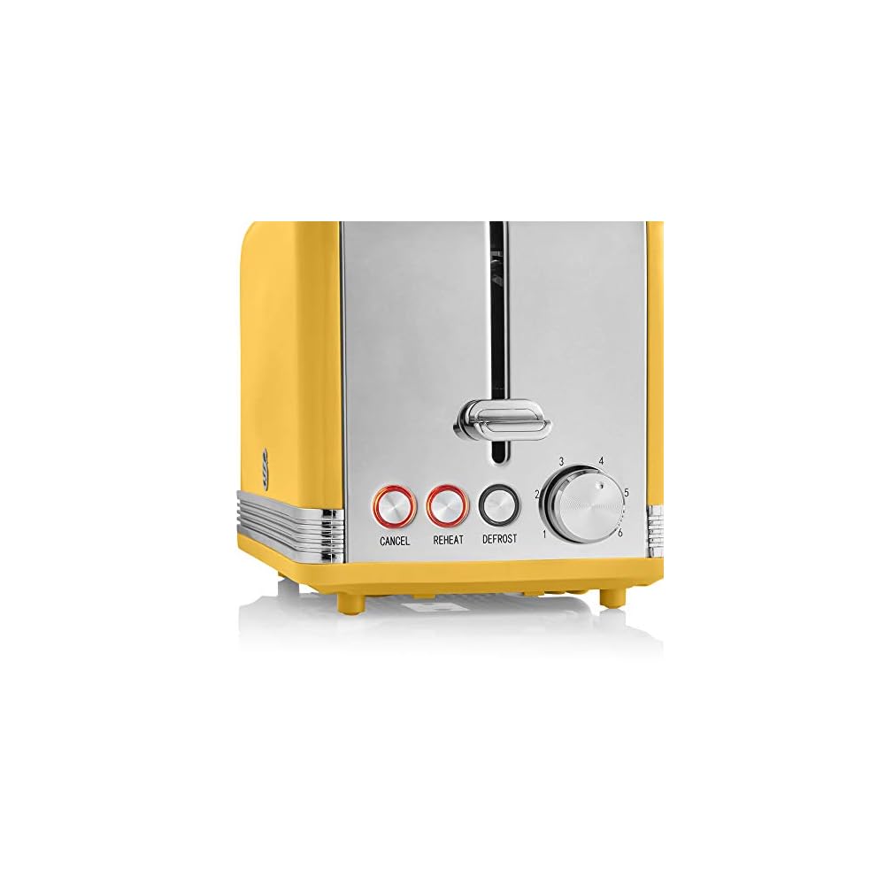 Swan 2 Slice Retro Toaster Yellow mykitchenaccessories.co.uk