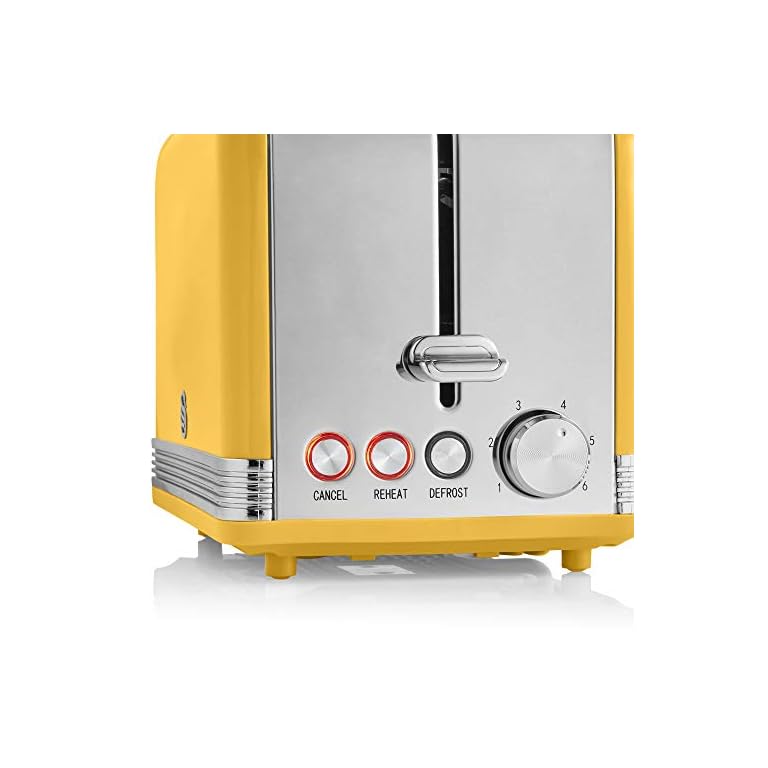 Swan 2 Slice Retro Toaster Yellow mykitchenaccessories.co.uk