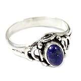 Anillo de plata de ley 925 con piedras preciosas de lapislázuli, joyas goyal, sólidas, todos los tamaños, hombres y mujeres, anillo de regalo, declaración de joyería hecha a mano GESR179C, Metal