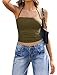 Avidlove Halter Tops for Women Going Out Double Lined Sexy Crop Tank Top Ruched Slim Fit Cami Outfits Army Green L