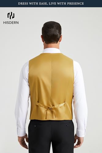 Image of HISDERN Mens Suit Vest Business Casual Dress Waistcoat Vest Solid Color Formal Wedding Vests for Suits or Tuxedo