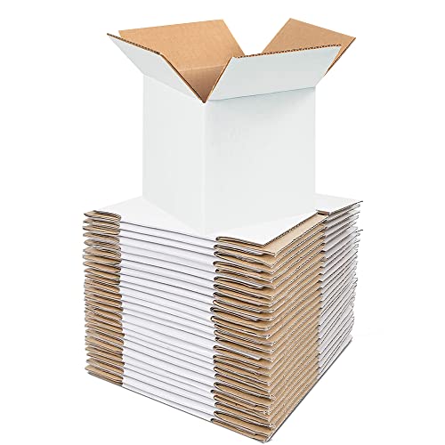 Image of 4.5in x 4.5in x 5in White Packaging Box 3 Ply Corrugated Cardboard Carton Shipping Square Storing Boxes Pack of 75
