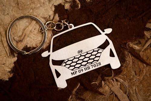 Image of Kraftnix Personalized Car Keychain Compatible for Hyundai i20 Models | Premium Customized Name Engraved Metal Car Keyring | Premium Car Accessory Gift for Men Women & Car Lovers | For Daily Use
