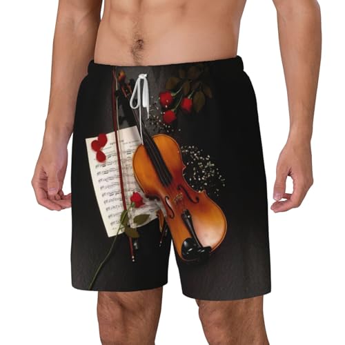 Short de bain homme séchage rapide imprimé partition violon été - 2