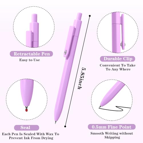 Piochoo Gel Pens, 8pcs Black Ink Pens 0.5mm Smooth Writing Pens,Cute Color Pens for Journaling Desk Accessories Office School Supplies Gifts for Women Nurses