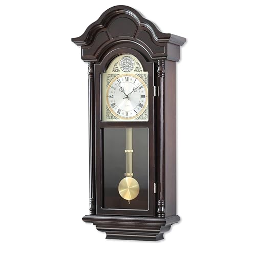 Image of AYRELY 36IN Big Grandfather Vintage Wall Clock with Pendulum and Chime, Hour /Quarter-Hour Chime, Ash Wooden Frame, Large Vintage Wall Clock for Living Room,Home Decor Gift