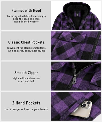 Image of GEEK LIGHTING Men's Flannel Shirts Jacket Sherpa Lined Fleece Plaid Hoodie Long Sleeve Winter Warm Coat