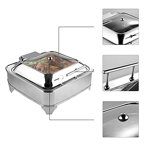 DBMGB 6l Edelstahl Speisenwärmer Chafing Dish Warmhaltegerät, Buffetwärmer Warmhaltebehälter, Elektroheizung – Bild 7