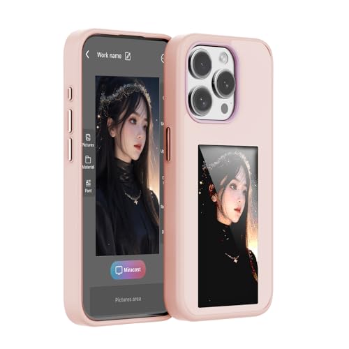 KSOPUERT Funda para teléfono Inteligente con Pantalla de Tinta Compatible con iPhone 13/iPhone 14, transmisión NFC Compatible con Fotos de Bricolaje en la Funda del teléfono (Rosa)
