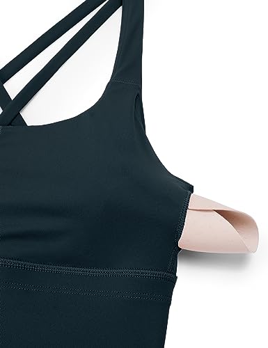 Image of CRZ YOGA Naked Feeling Longline Sports Bras | Medium Support, Removable Pads, Yoga, Sleek, Strappy Back, Scoop Neck, for Women