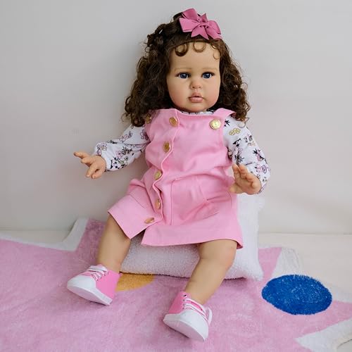 ROSHUAN Reborn Kleinkind Puppen Mädchen 24 Zoll Realistische Reborn Babypuppen Gewicht Weiches Tuch Körper Große Größe Echtes Leben Babypuppe Lebensechte Kleinkindpuppe Spielzeug – Bild 5