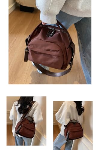 Lightweight Nylon Crossbody Bag Women Cute Small Slouchy Tote Purse Top Handle Shoulder Handbag Zip Pocket Compact Satchel3