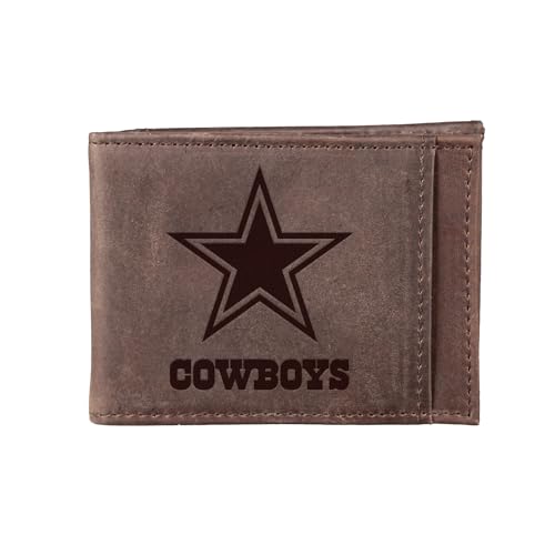 Team Sports America NFL Dallas Cowboys Front Pocket Slim Wallet for Men | Minimalist Leather RFID Blocking Bifold Card Holder with Money Clip | Officially Licensed Stamped Logo