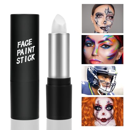 Face Paint Stick, White Eye Body Paint Stick for Softball Football Baseball Lacrosse, Non Toxic Makeup Stick for Adults Kids Halloween Cosplay, Sport Oil-based Painting Stick