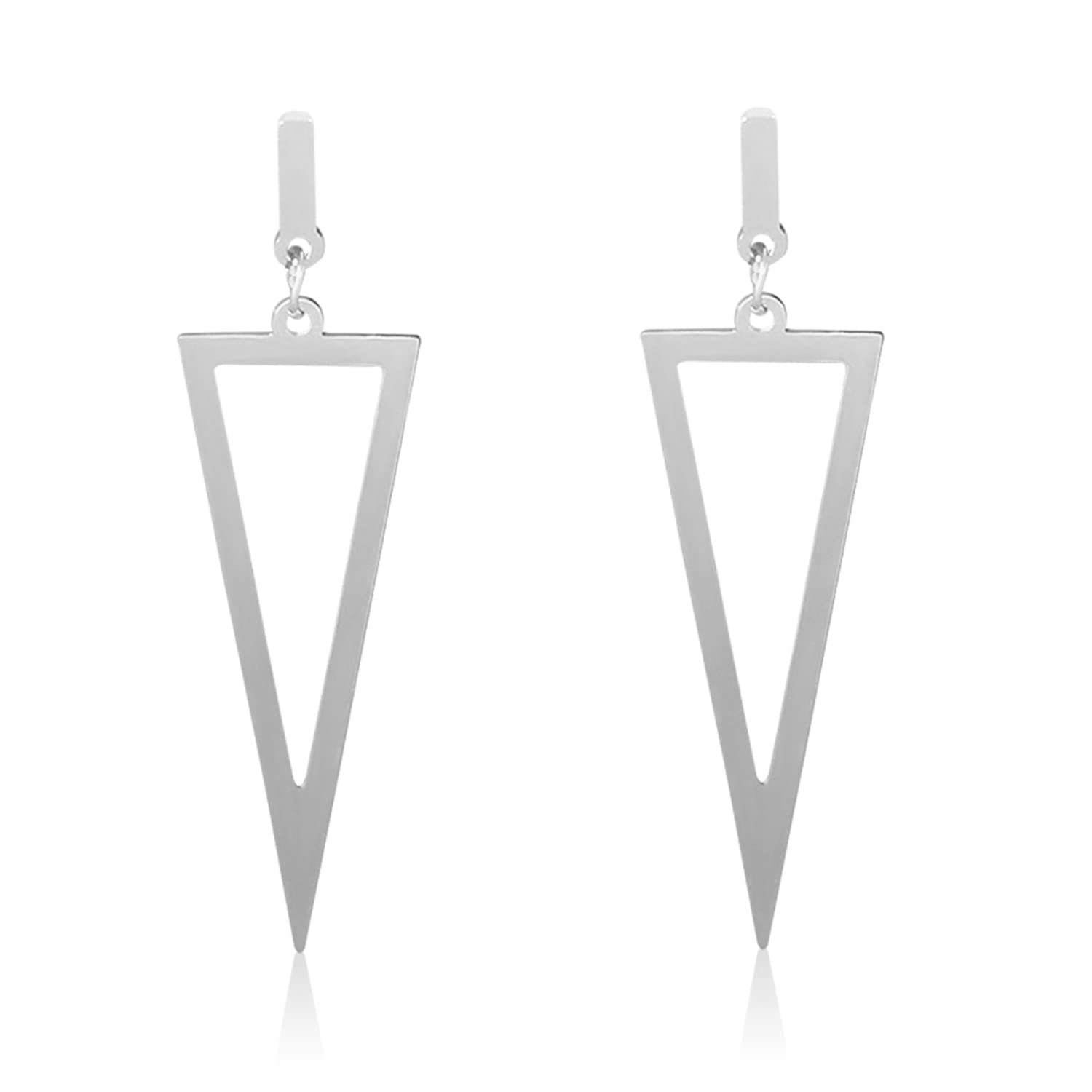 KVANU Punk Black Triangle Shape Dangle Drop Earrings Gold Metal Square Rectangle Geometric Stud Earrings For Women Men Bar Party