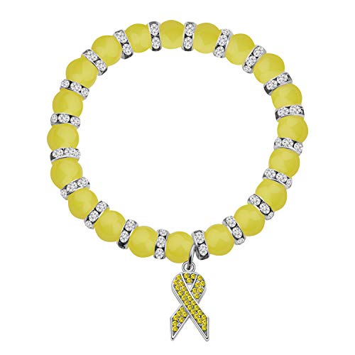 CENWA Yellow Awareness Bracelet Yellow Rhinestone Ribbon Charm Cancer Awareness Jewelry Gift for Endometriosis/Bladder Cancer/Suicide Prevention/Bone Cancer